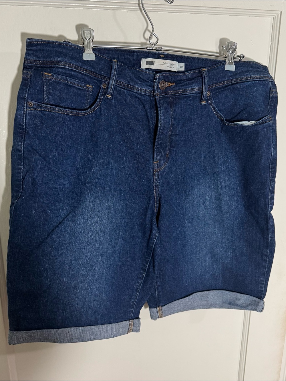 Levi's Dark Blue Cuffed Denim Shorts